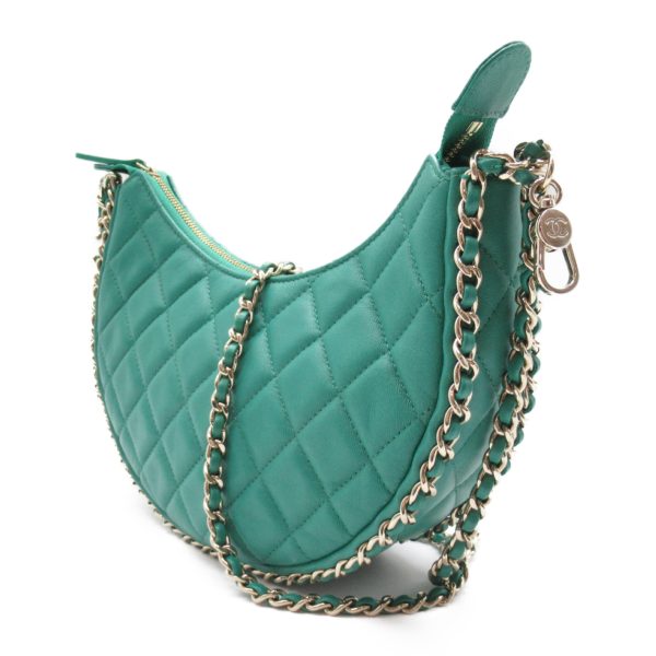 2101217822350 3 Chanel Chain Shoulder Bag Lambskin Green