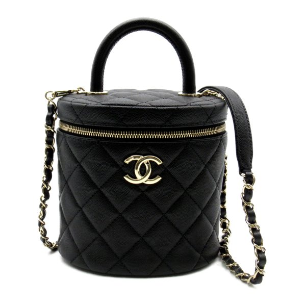 2101217828512 1 Chanel Vanity Chain Shoulder Bag Caviar Skin Black