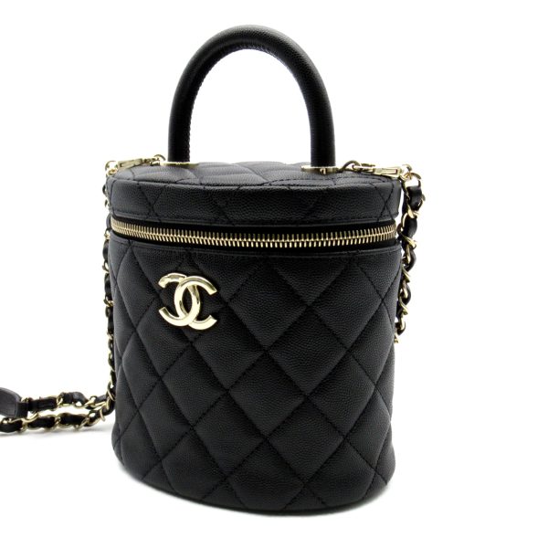 2101217828512 2 Chanel Vanity Chain Shoulder Bag Caviar Skin Black