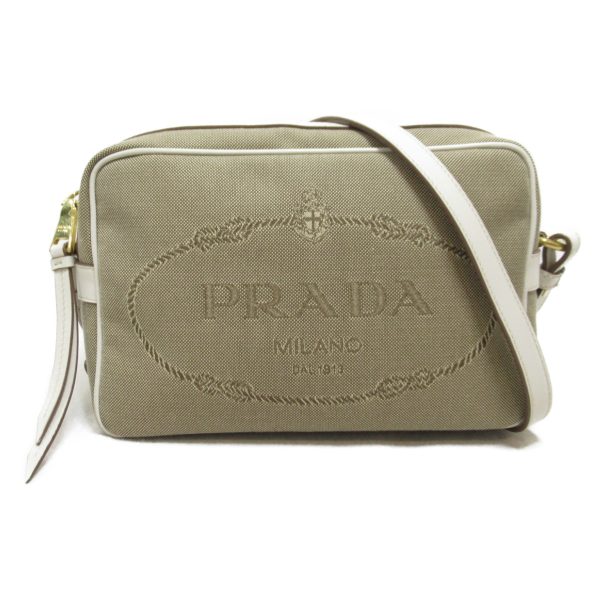 2101217834407 1 Prada Shoulder Bag in Canvas Leather BeigeWhite