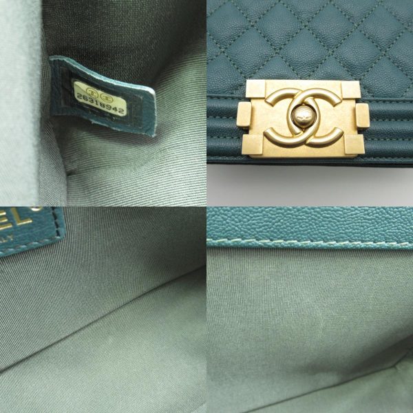 2101217835800 11c Chanel Boy Chanel Chain Shoulder Bag Caviar Skin Green