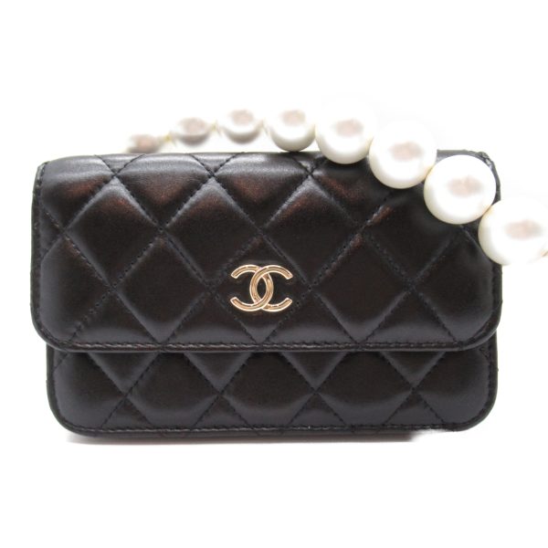 2101217837682 1 Chanel Faux Pearl Wallet Lambskin Shoulder Bag Black