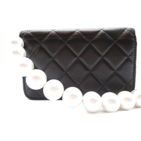 2101217837682 2 Chanel Faux Pearl Wallet Lambskin Shoulder Bag Black