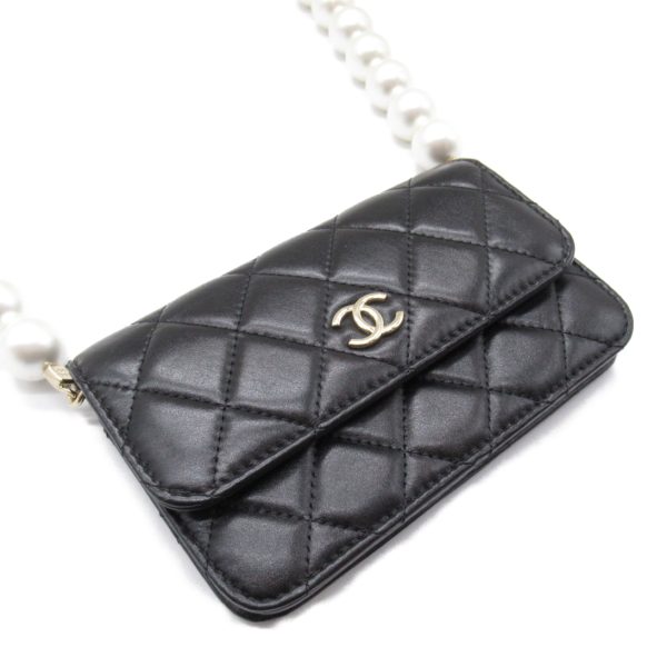 2101217837682 3 Chanel Faux Pearl Wallet Lambskin Shoulder Bag Black