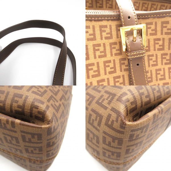 2101217841948 10c Fendi Zucca Pattern PVC Coated Canvas Zucca Pattern Tote Bag Brown