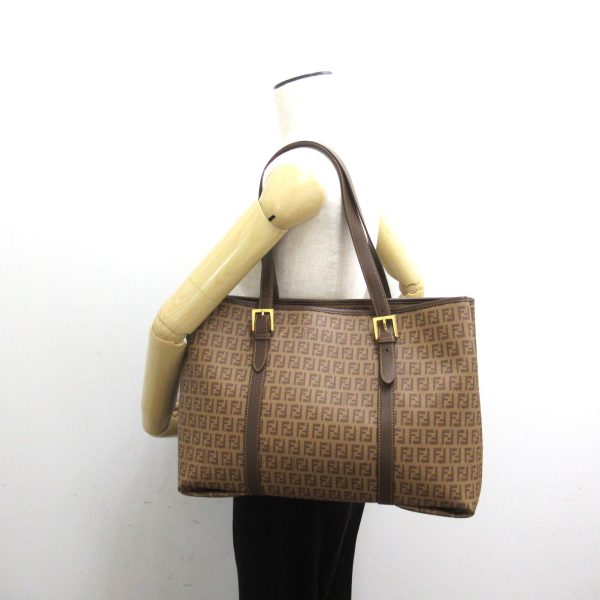 2101217841948 5 Fendi Zucca Pattern PVC Coated Canvas Zucca Pattern Tote Bag Brown