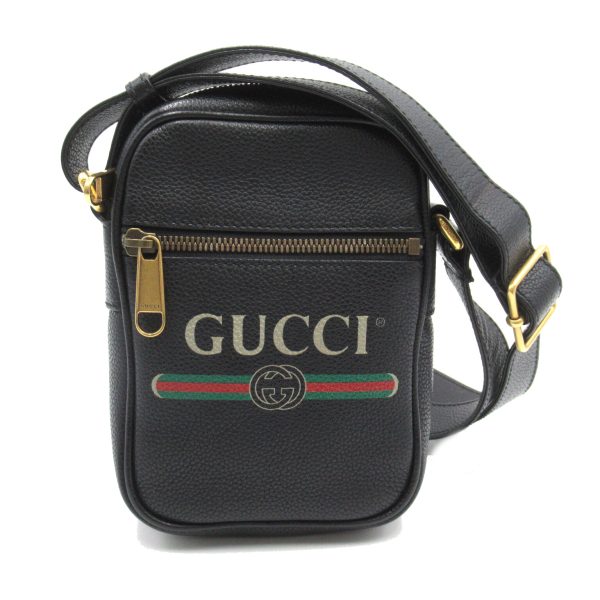 2101217843270 1 Gucci Logo Shoulder Bag Sherry Line Leather Black