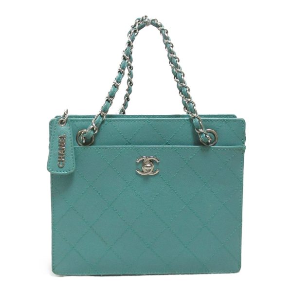 2101217882293 3 Chanel Chain Hand Bag Caviar Skin Turquoise Green