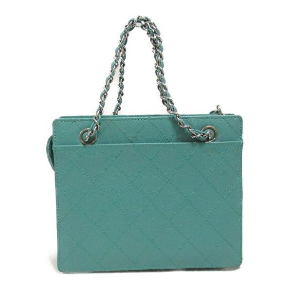 2101217882293 4 Chanel Chain Hand Bag Caviar Skin Turquoise Green