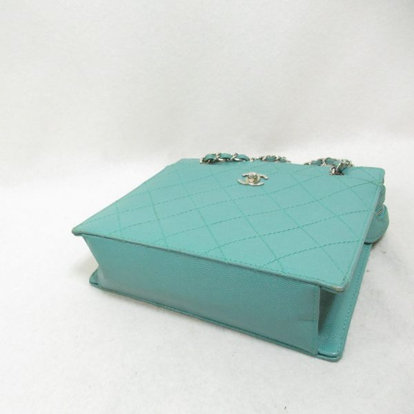 2101217882293 6 Chanel Chain Hand Bag Caviar Skin Turquoise Green