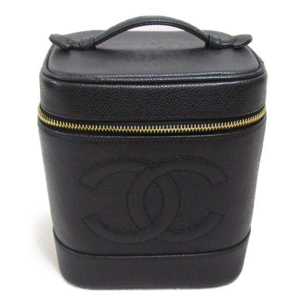 2101217884266 2 Chanel Vertical Vanity Handbag Caviar Skin Black Black