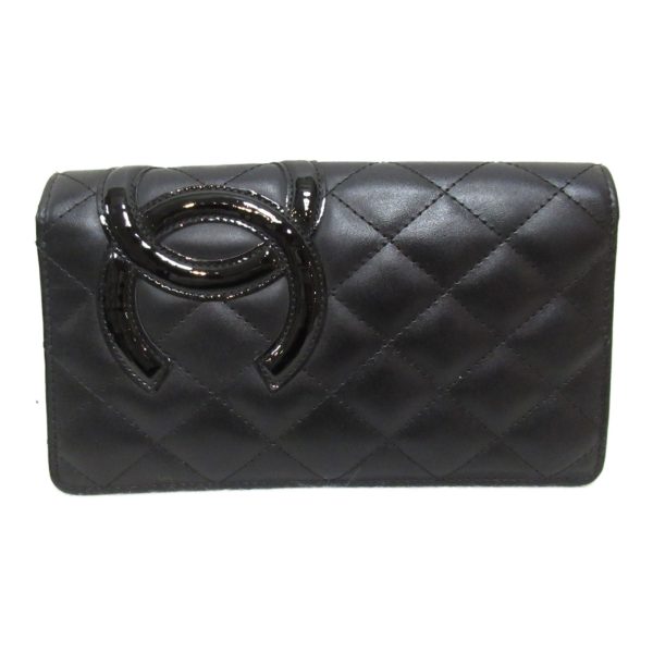 2101217885423 2 Chanel Cambon Line ZIP Bi fold Long Wallet Leather Series Black