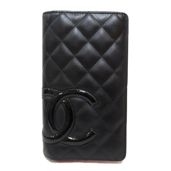 2101217885423 4 Chanel Cambon Line ZIP Bi fold Long Wallet Leather Series Black