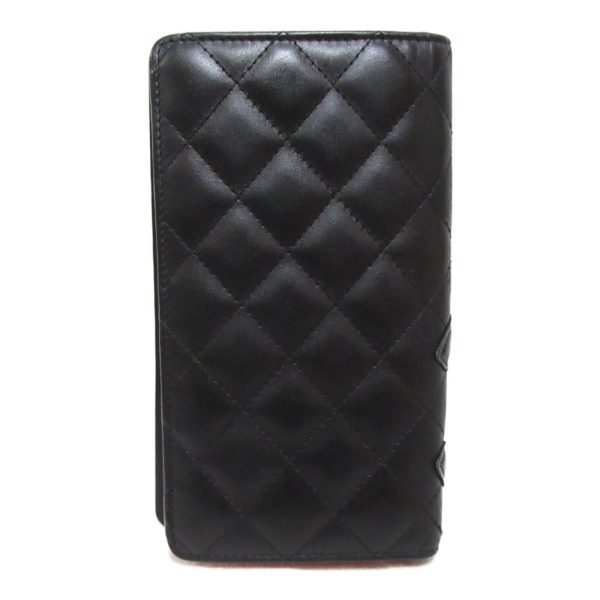 2101217885423 5 Chanel Cambon Line ZIP Bi fold Long Wallet Leather Series Black