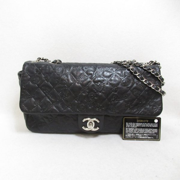 2101217886079 2 Chanel Chain Shoulder Bag Calf Series Black