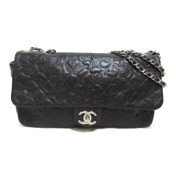 2101217886079 3 Chanel Chain Shoulder Bag Calf Series Black