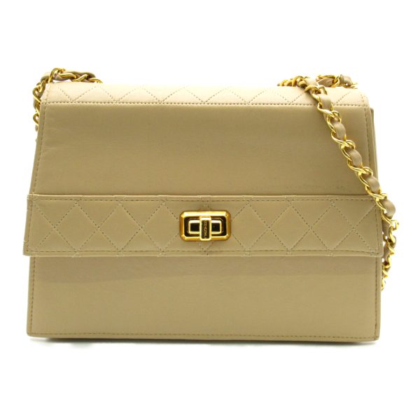 2101217887946 1 Chanel Chain Shoulder Bag Leather Beige