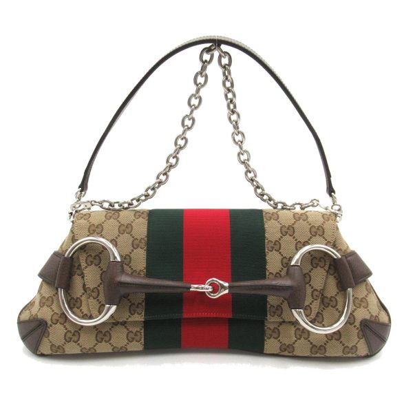 2101217894821 1 Gucci Horsebit Chain Medium Shoulder Bag Canvas Beige