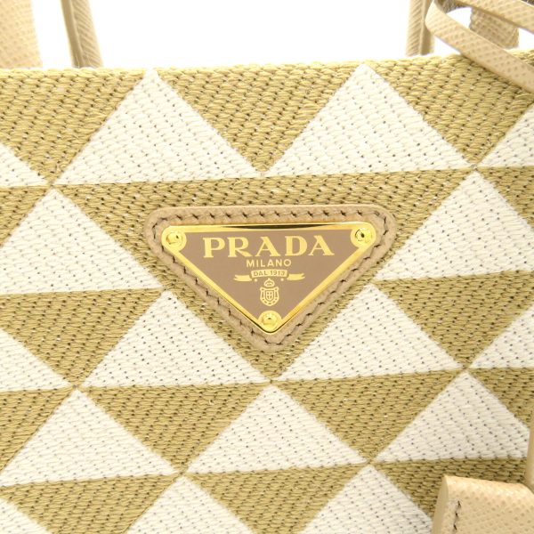 2101217903356 9 Prada 2Way Shoulder Bag in Leather Canvas White