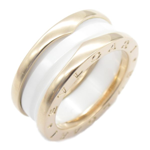 2101217903912 1 Bulgari B Zero1 Ring K18PG Pink Gold Ceramic Mens Womens White