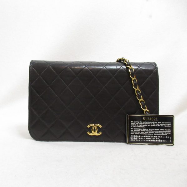 2101217918510 6 Chanel Matelasse Push Lock Chain Lambskin Shoulder Bag Black