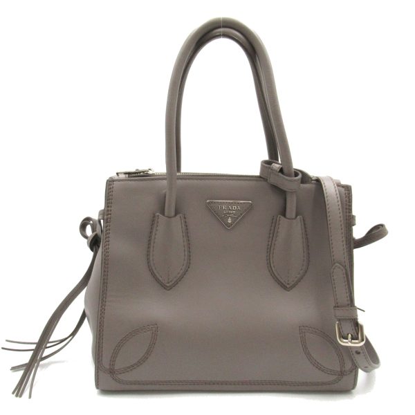 2101217922555 1 Prada 2way Shoulder Handbag Leather Gray