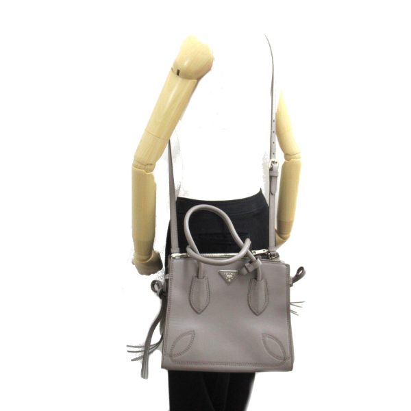 2101217922555 7 Prada 2way Shoulder Handbag Leather Gray