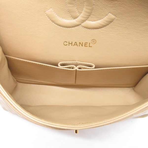 2101217927888 2 Chanel Matelasse Double Flap Chain Shoulder Bag Lambskin Beige