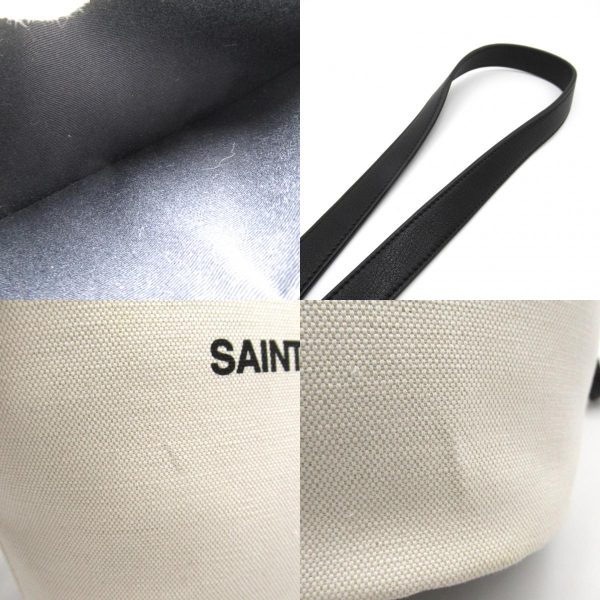 2101217928083 10c Yves Saint Laurent Rib Gauche Shoulder Bag in Canvas Leather Ivory