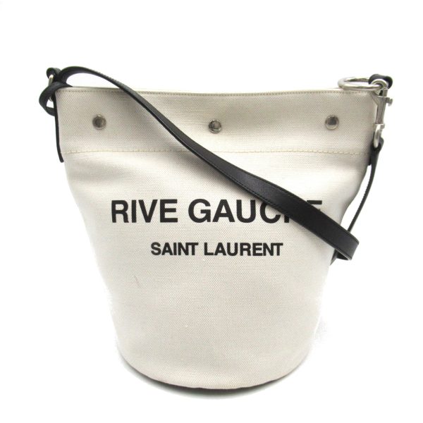 2101217928083 2 Yves Saint Laurent Rib Gauche Shoulder Bag in Canvas Leather Ivory