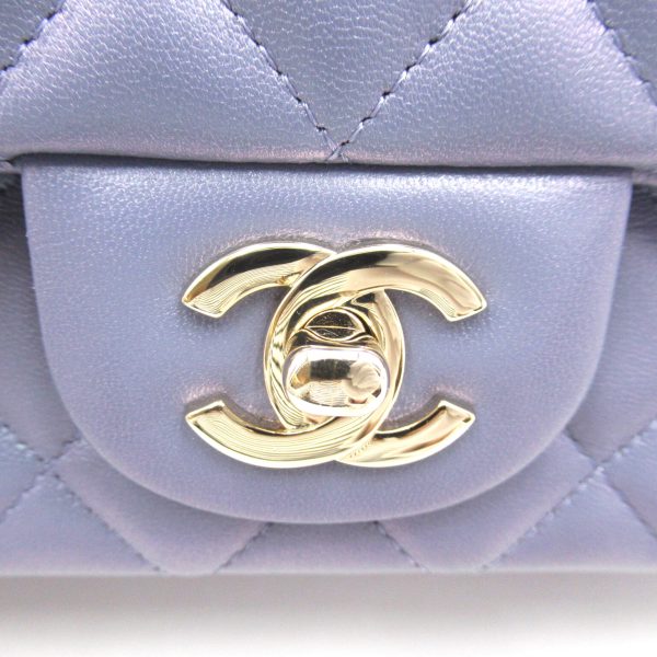 2101217949750 8 Chanel Mini Matelasse Chain Shoulder Bag Leather Metallic Purple