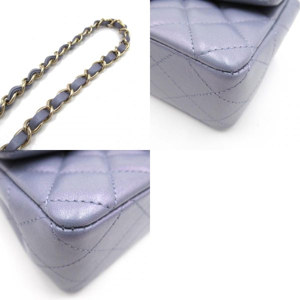 2101217949750 9c Chanel Mini Matelasse Chain Shoulder Bag Leather Metallic Purple