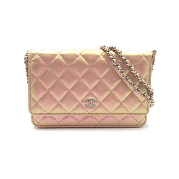 2101217956208 1 Chanel Matelasse Chain Wallet Shoulder Bag Leather Pink