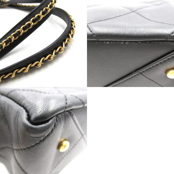 2101217956475 13c Chanel Chain Tote Bag Lambskin Black