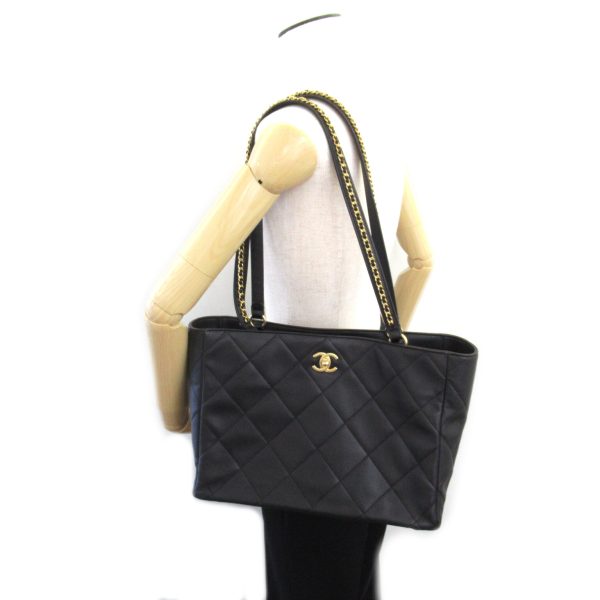 2101217956475 5 Chanel Chain Tote Bag Lambskin Black