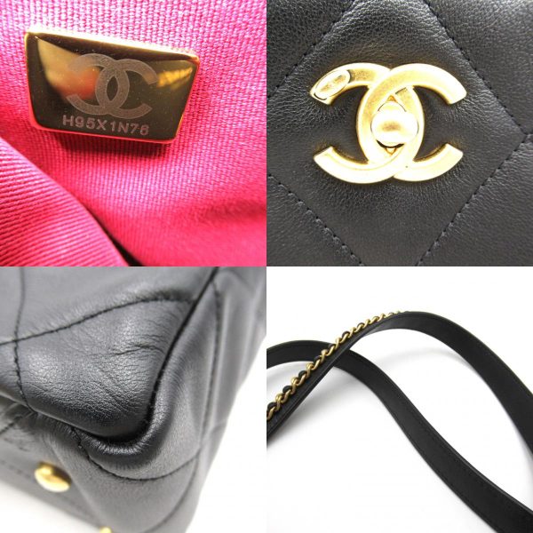 2101217956475 9c Chanel Chain Tote Bag Lambskin Black