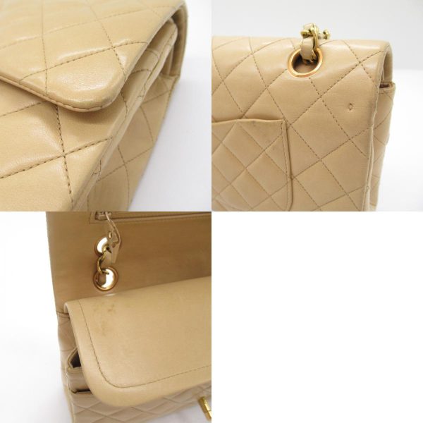 2101217956642 14c Chanel Matelasse Double Flap Chain Shoulder Bag Lambskin Beige