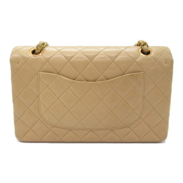 2101217956642 8 Chanel Matelasse Double Flap Chain Shoulder Bag Lambskin Beige