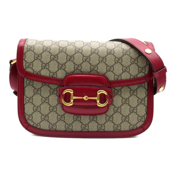 2101217956789 1 Gucci GG Supreme Shoulder Bag Leather Beige Red