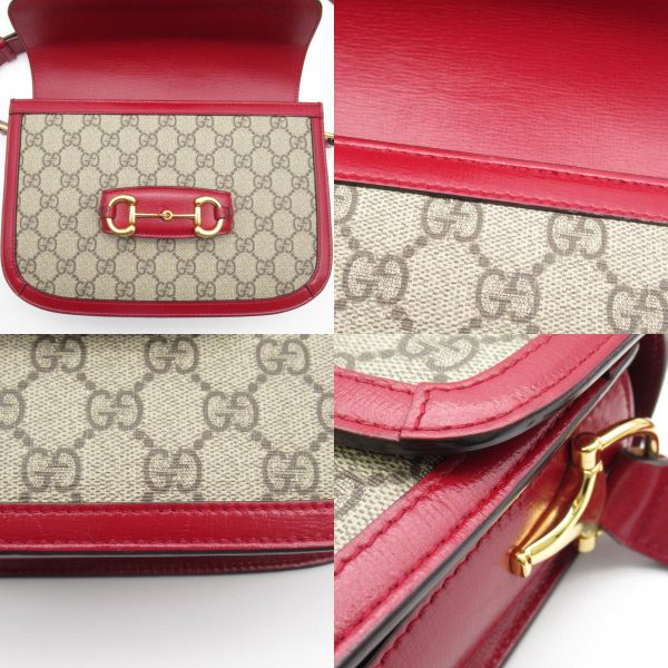 2101217956789 16c Gucci GG Supreme Shoulder Bag Leather Beige Red