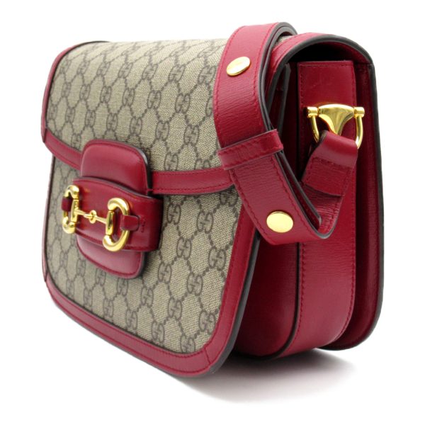 2101217956789 2 Gucci GG Supreme Shoulder Bag Leather Beige Red