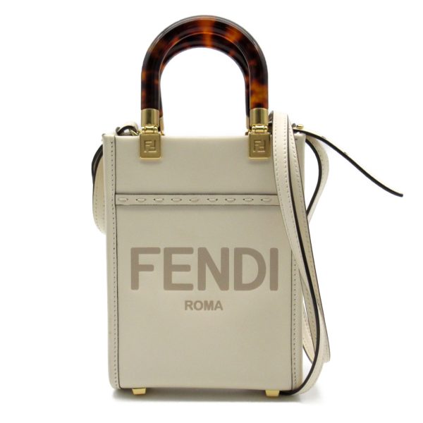 2101217956925 1 Fendi Sunshine Shopper Mini Shoulder Bag Calf Cowhide White