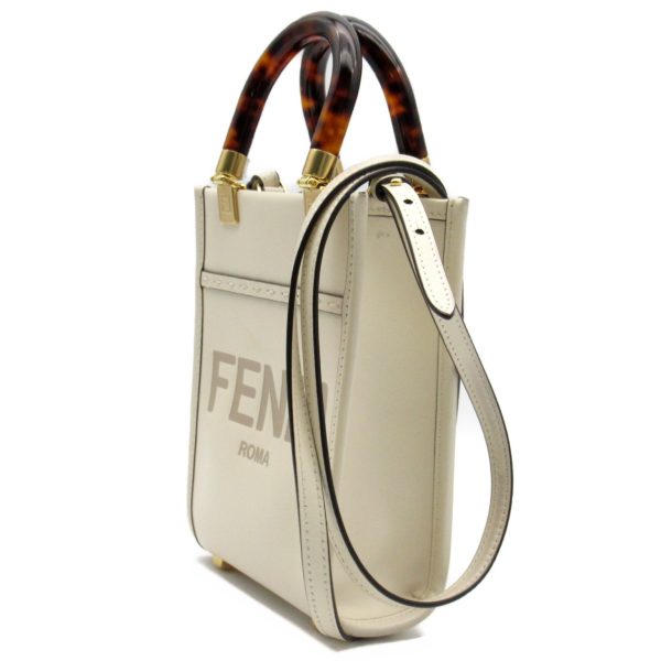 2101217956925 2 Fendi Sunshine Shopper Mini Shoulder Bag Calf Cowhide White