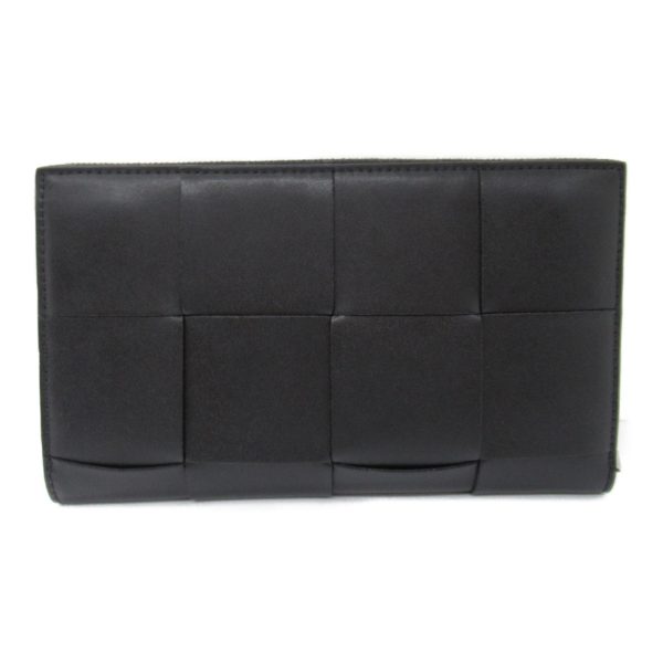 2101217964074 5 Bottega Veneta Round Long Wallet Calf Cowhide Black