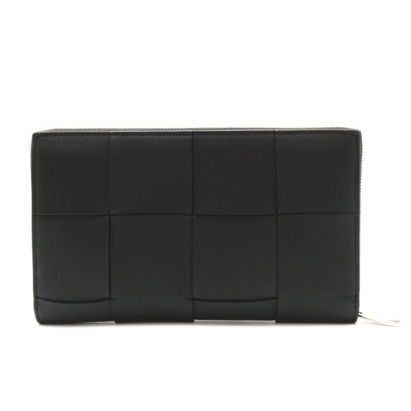 2101217964098 1 Bottega Veneta Cassette Zip Around Wallet Round Long Wallet Lambskin Sheep Leather Black