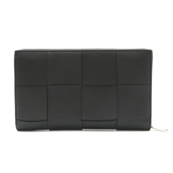 2101217964098 2 Bottega Veneta Cassette Zip Around Wallet Round Long Wallet Lambskin Sheep Leather Black