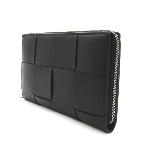 2101217964098 3 Bottega Veneta Cassette Zip Around Wallet Round Long Wallet Lambskin Sheep Leather Black