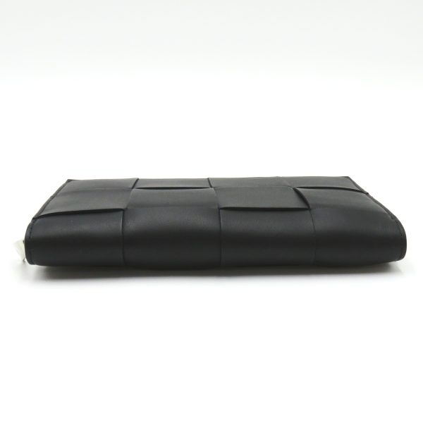 2101217964098 4 Bottega Veneta Cassette Zip Around Wallet Round Long Wallet Lambskin Sheep Leather Black