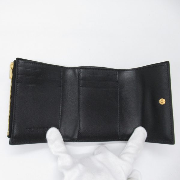 2101217964319 2 Bottega Veneta Tri Fold Long Wallet Lambskin Sheep Leather Black