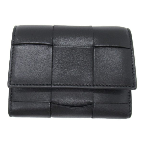 2101217964319 3 Bottega Veneta Tri Fold Long Wallet Lambskin Sheep Leather Black